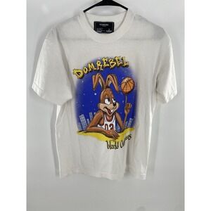 Domrebel Basketball MVP Rabbit Print White T-Shirt Size Small